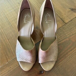 Franco Sarto Women's Tan Peep-Toe Heels